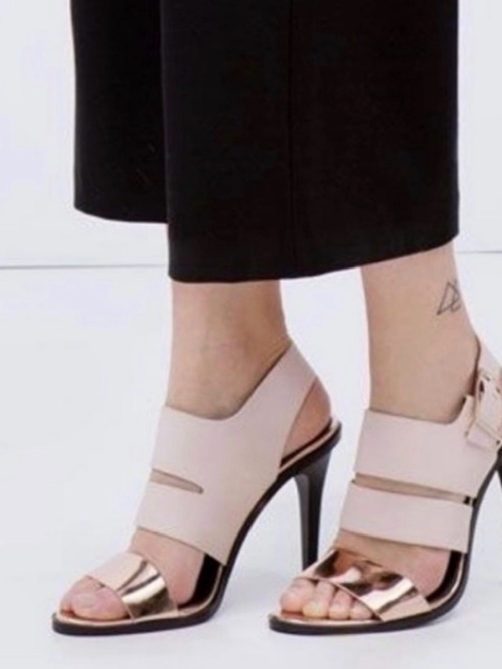 Zara Blush and Rose Gold Strappy Slingback Heels
